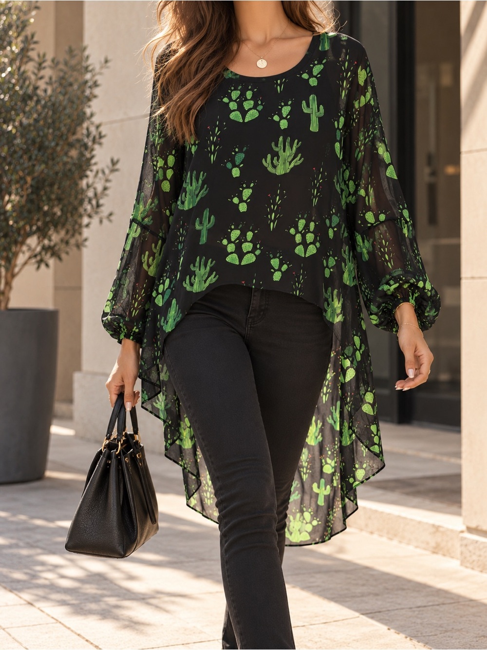Cactus high-low top by Lil Bee's Bohemian Turquoise Haven Collection